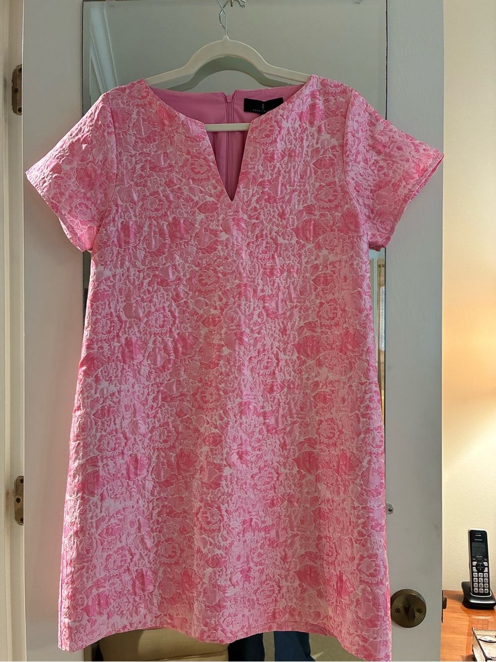 Abbey Glass Pink Floral Jacquard Dress
